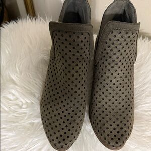 New York & Company Olive Perforated Ankle Boots